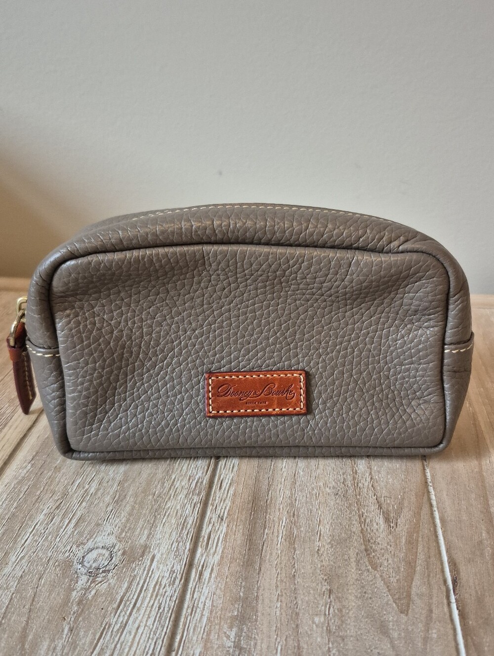 Dooney & Bourke Pebbled Leather Grey Pouch Case Bag